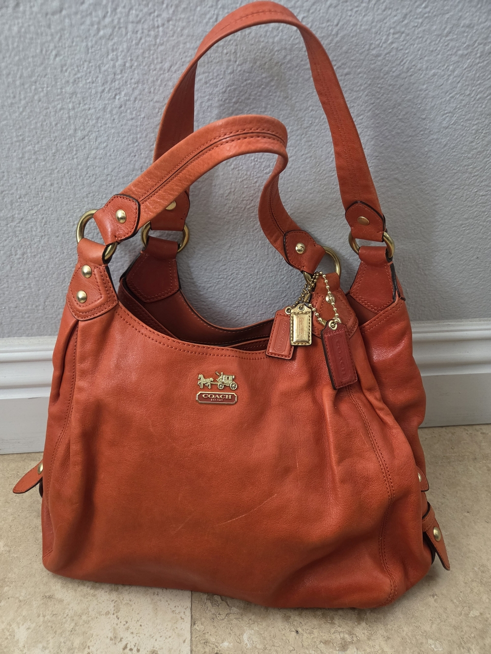 Authentic Coach Madison Maggie Leather Hobo Bag - Rare Burnt Orange 🍊 - Picture 6 of 12